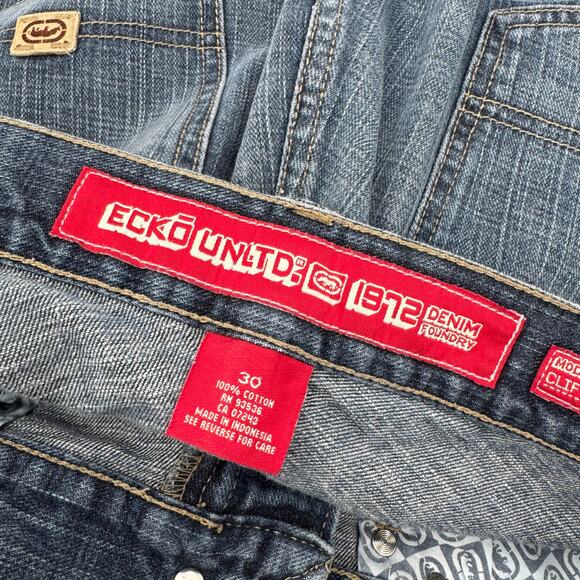 Ecko Unltd Shorts Mens 30 (31x11 ACTUAL) Clifton Short Baggy Blue Denim Vintage - Picture 4 of 8